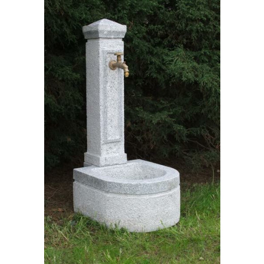 Granitbrunnen "Chronos" grau